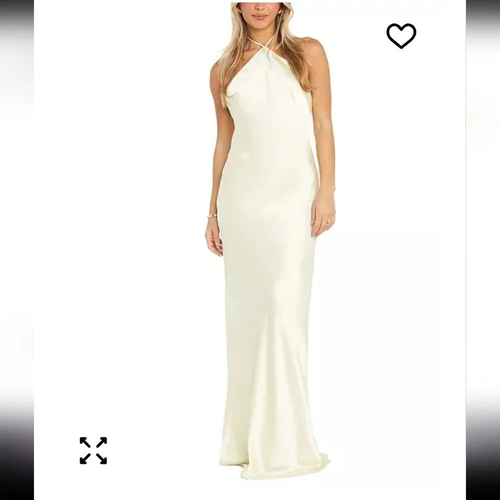 Morgan & Co Juniors' Halter-Neck Satin Slip Dress XL Cream Maxi Cocktail Bridal - Picture 1 of 15